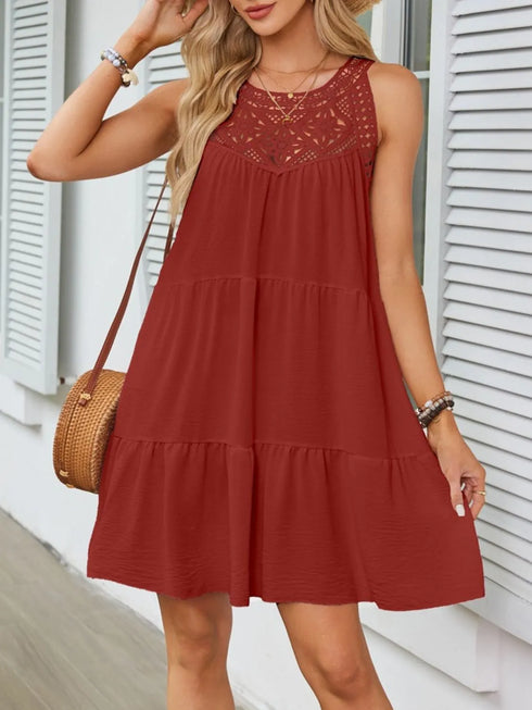 ruffled-hem-lace-sleeveless-dress OhSoStyled - Sophia's Style in Tan-18